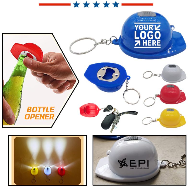 Construction Helmet Bottle Opener Keychain