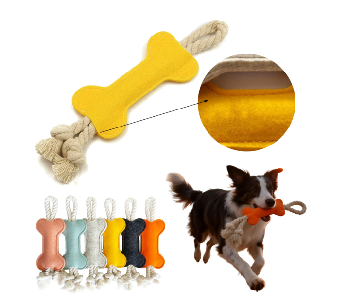 Bone Shape Felt Pet Chew Rope Toy - Image 2