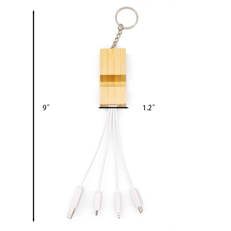 Bamboo 4 In 1 Charge Cable Keyring - Image 3