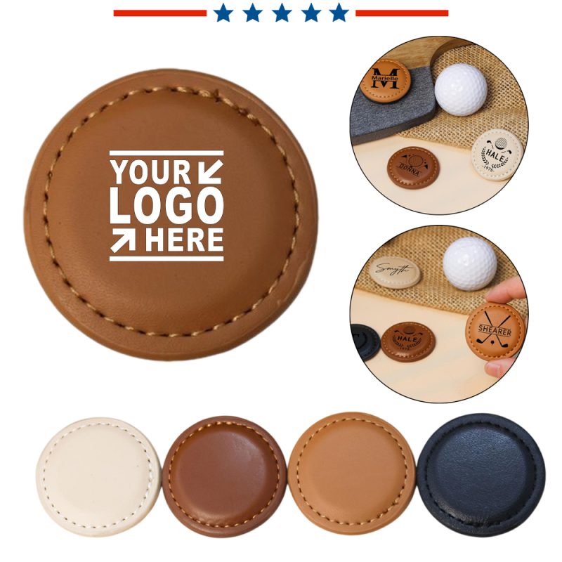 Custom 1.6 inch Magnetic PU Leather Golf Ball Marker