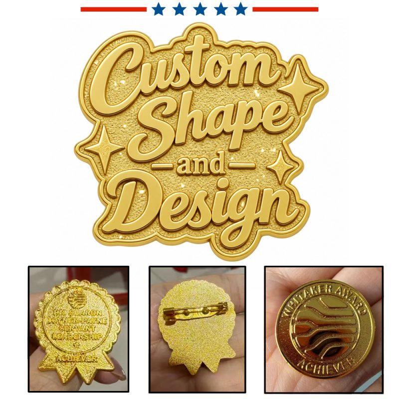 1” Tone-on-Tone Golden Lapel Pin