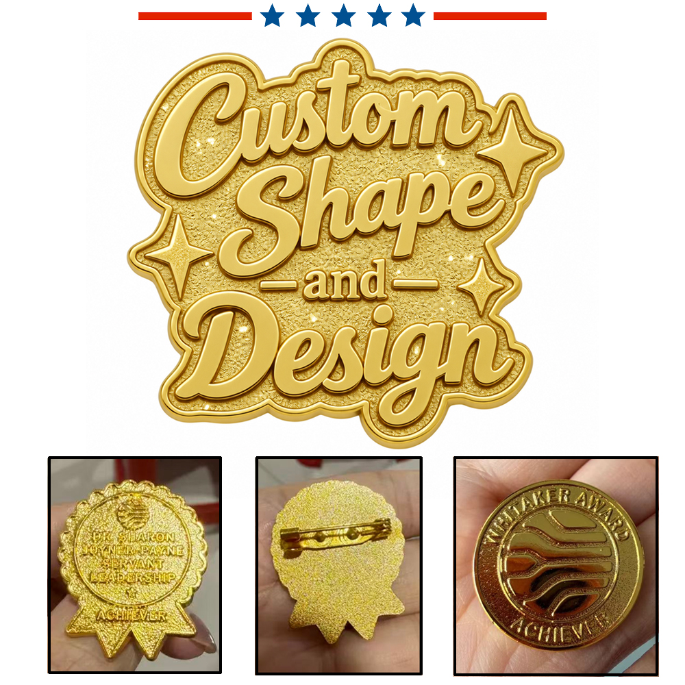 1” Tone-on-Tone Golden Lapel Pin